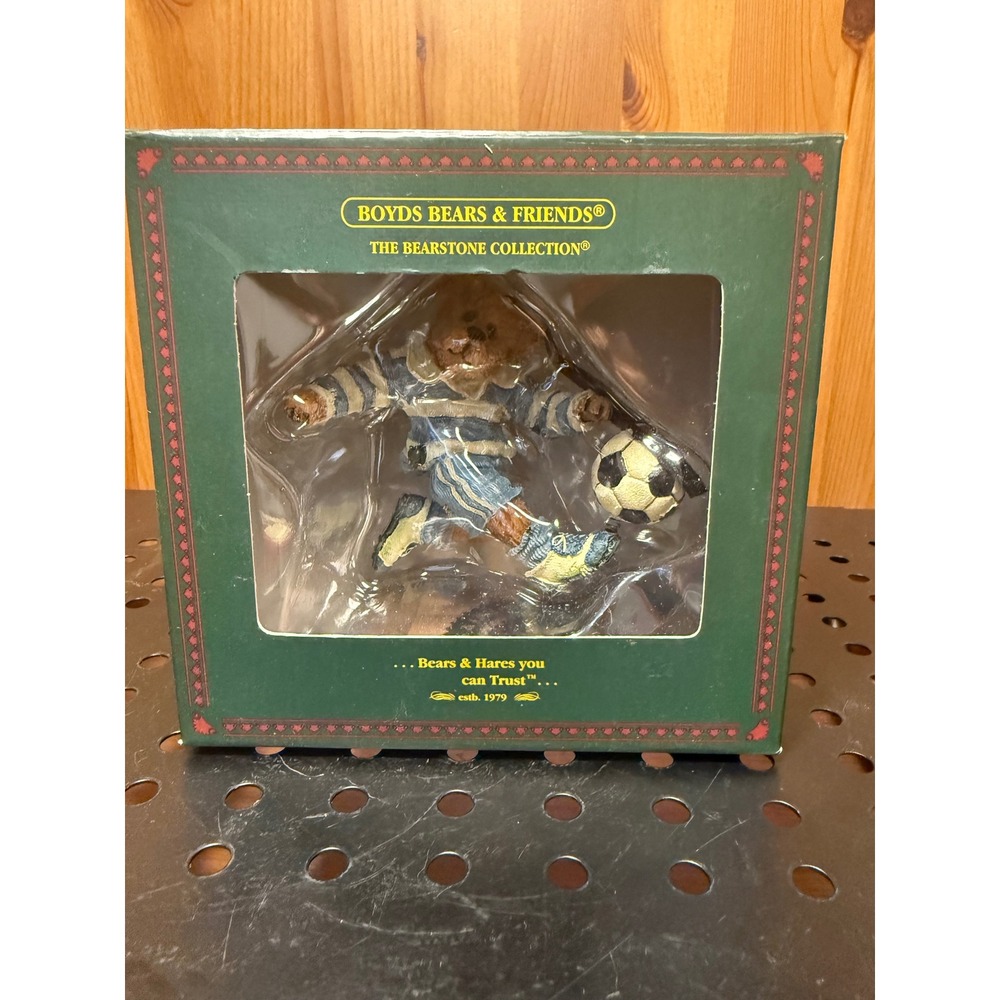 Boyds Bears Bearstone Collection Soccer Player Bear Figurine Ornament